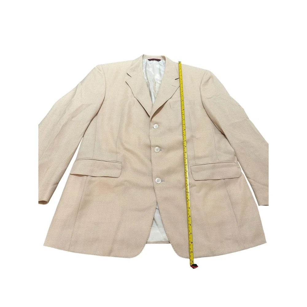 Michael Hayes Newport Mens Tall Long Blazer Jacket Beige‎ 44 Wool Silk Blend